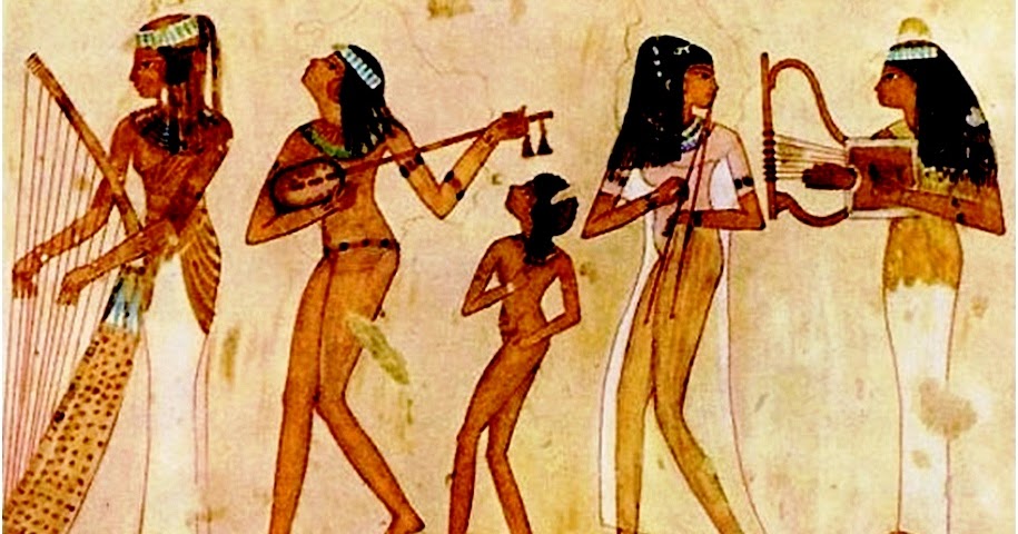 Musicians painted on papyrus